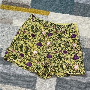 Anthropologie x La Fuori embroidered silk shorts